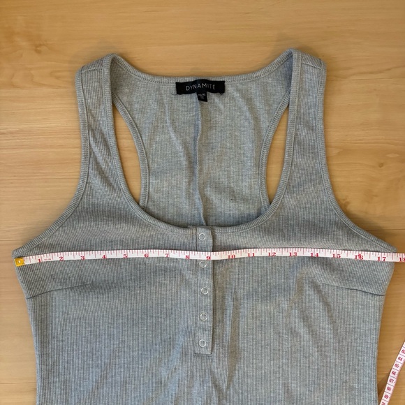 Dynamite Grey Ribbed Henley Dress XL | Button Front Stretch Midi - Picture 8 of 10